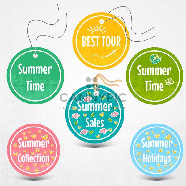 vector set of stickers for summertime - vector gratuit #134764 