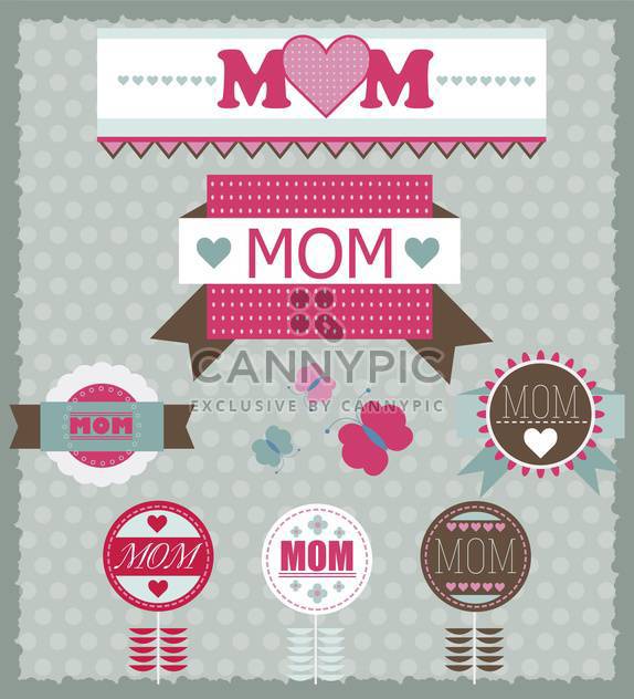 set of greeting labels for mother's day - vector gratuit #135054 