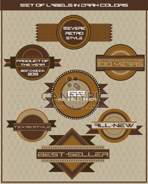 set of dark brown shop labels illustration in retro style - vector #135064 gratis