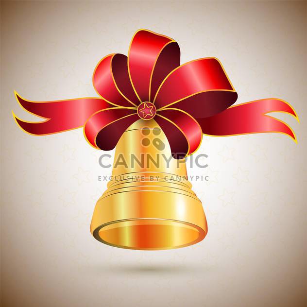 Vector illustration of golden bell with red bow - Kostenloses vector #125834
