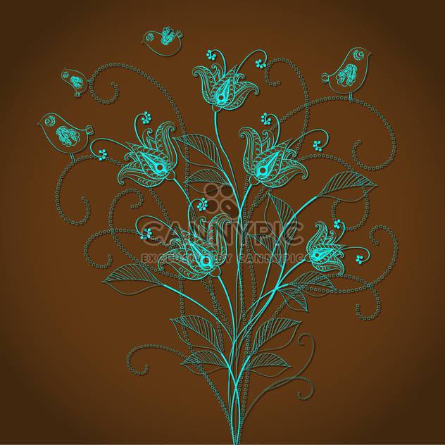 Vector floral background with beautiful blue flowers on brown background - Kostenloses vector #125844