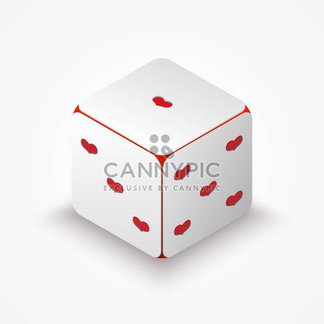 Vector illustration of dice with red hearts on white background - Free vector #125904