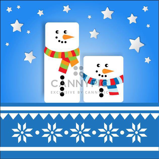 Vector holiday background with cute snowmen on blue background with stars - Kostenloses vector #126104