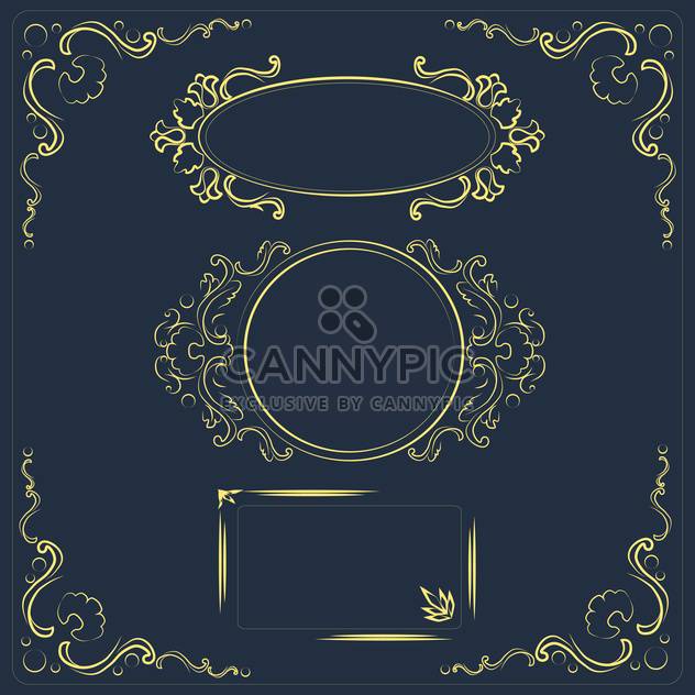 Vector illustration set of design floral elements on dark background - бесплатный vector #126204