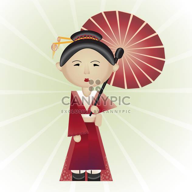 Vector illustration of beautiful geisha with umbrella in hand on white background - vector #126254 gratis