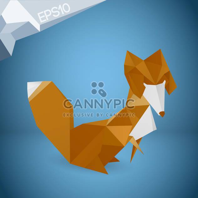 Vector illustration of origami paper fox on blue background - Kostenloses vector #126334
