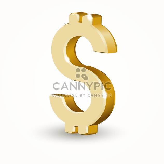 Vector golden color dollar sign on white background - Free vector #126364