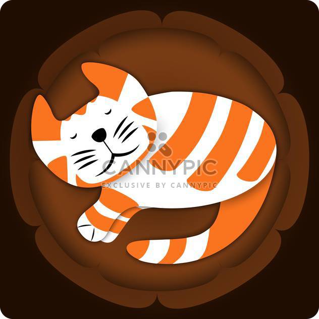 Vector illustration of cute sleeping cat on brown background - Kostenloses vector #126454