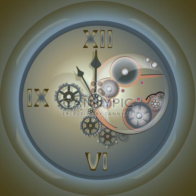Vector illustration of old clock with mechanism on grey background - Kostenloses vector #126494