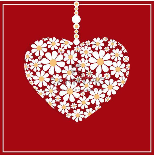 Vector greeting card with white floral heart on red background - Kostenloses vector #126654