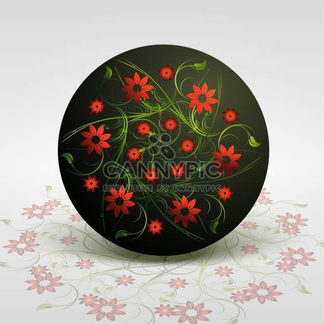 Vector illustration of floral background with red flowers in circle - vector gratuit #126664 
