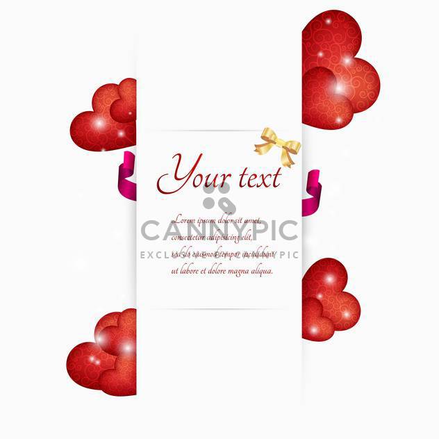 Vector illustration of red hearts with white banner and text place - vector gratuit #127334 