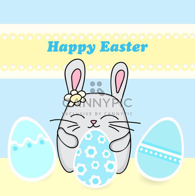 Happy Easter Card with easter bunny with eggs - vector #127344 gratis