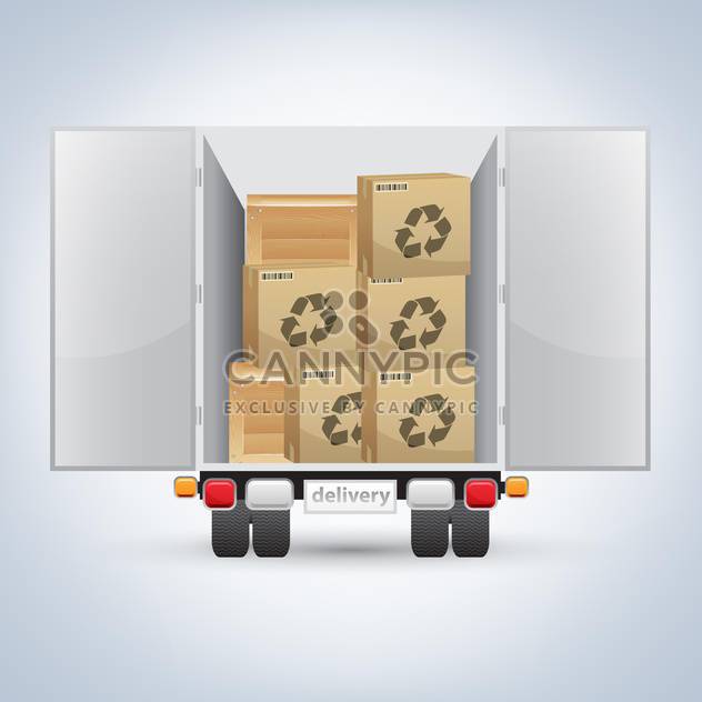 vector illustration of delivery truck with boxes on white background - Free vector #127484