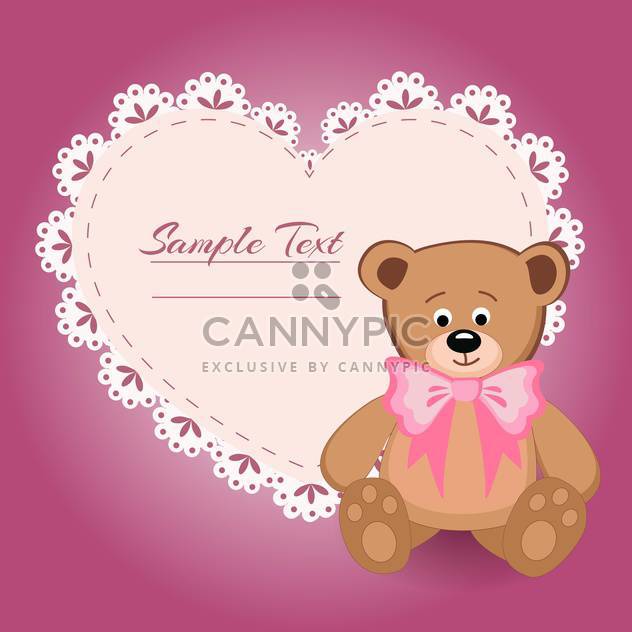 teddy bear and big heart for Valentines Day with text place - Kostenloses vector #127624