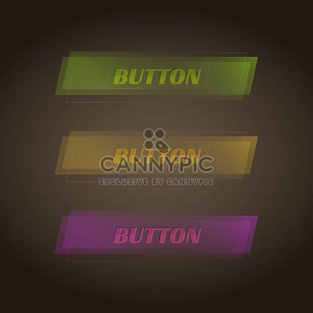 vector set of three colorful buttons on dark background - Free vector #127784