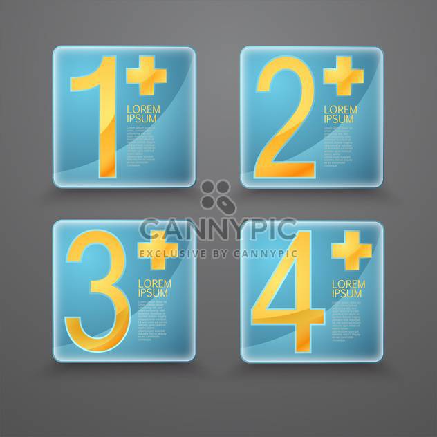 Vector set of blue buttons with yellow numbers on grey background - Kostenloses vector #127804