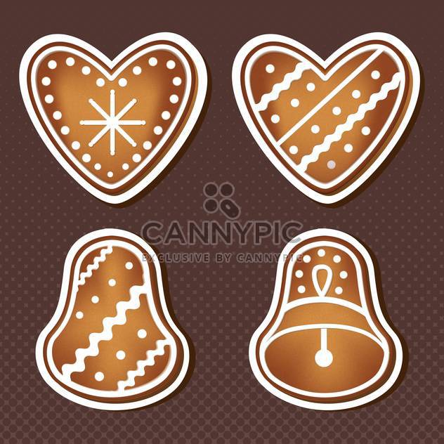 sweet christmas cookies on brown background - Kostenloses vector #127814