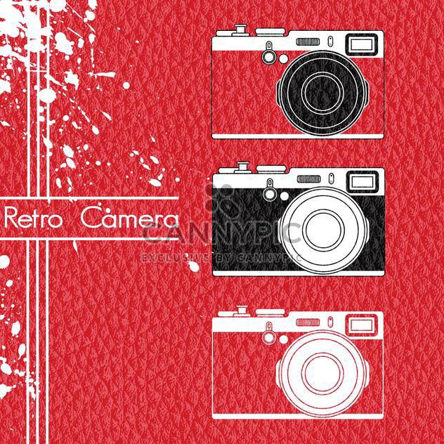 old retro camera set on red background - vector #127884 gratis