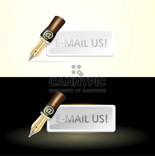 two pens with at sign and card with e-mail us text - Kostenloses vector #128024