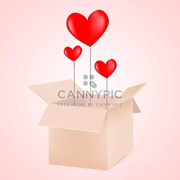 Open box with hearts as balloons vector illustration - Free vector #128754