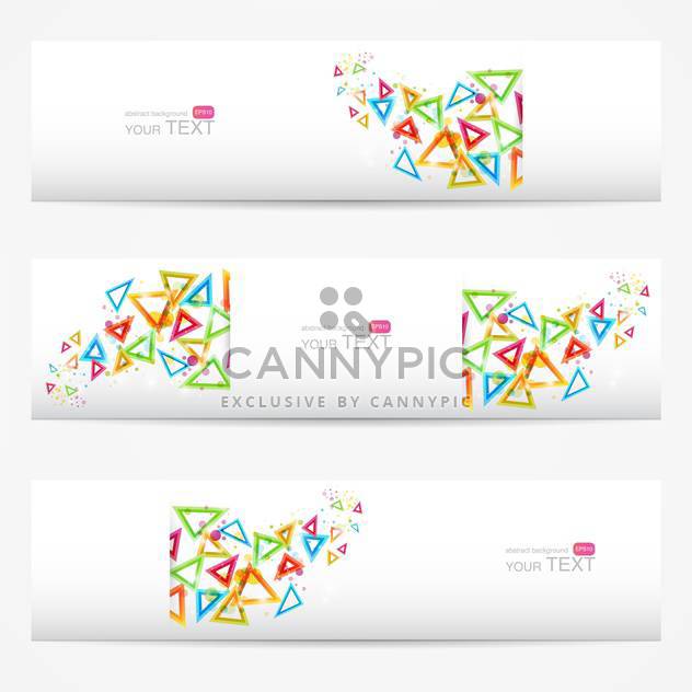Abstract vector white cards with colorful triangles - vector gratuit #129294 
