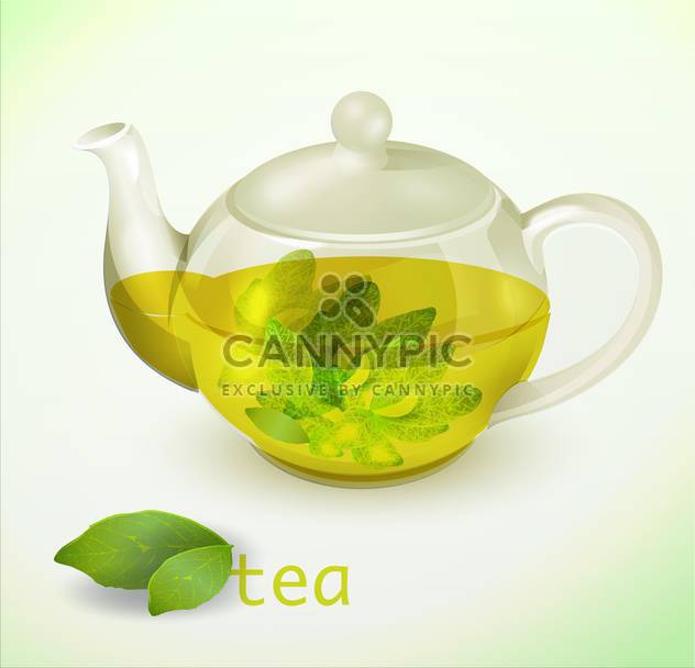 Vector illustration of glass teapot with herbal tea - vector gratuit #129334 