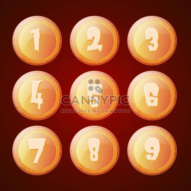 Vector set of orange buttons with numbers - vector gratuit #129374 