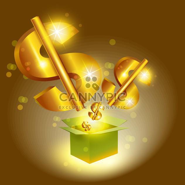 Vector illustration of golden dollar signs jump from box - Free vector #129484