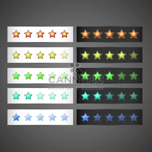 Vector set of colorful stars rating template on gray background - бесплатный vector #129524