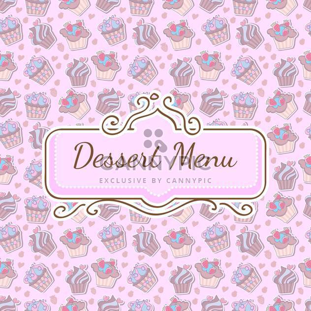 Vector seamless pink pattern with cupcakes and frame - бесплатный vector #129544