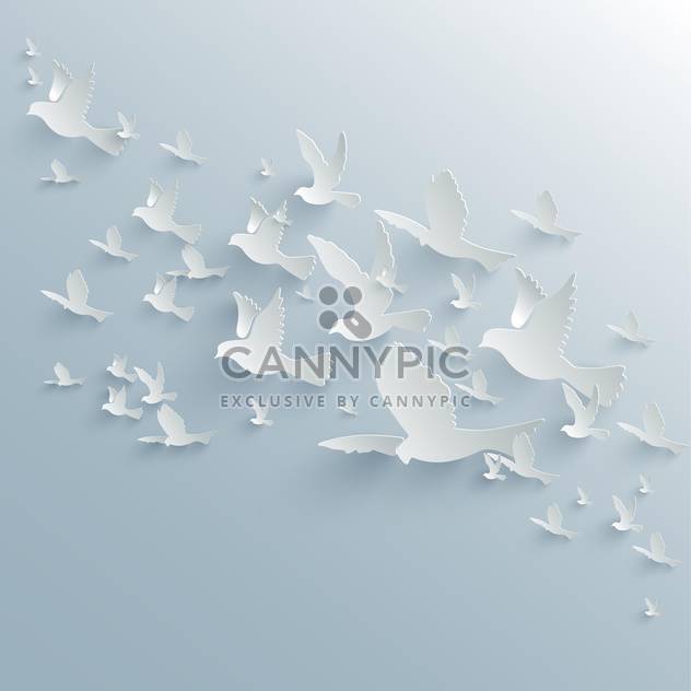 Vector background with paper pigeons on blue background - Free vector #129594