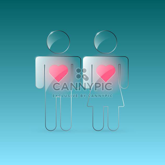 Vector transparent male and female signs with hearts on green background - vector #129694 gratis