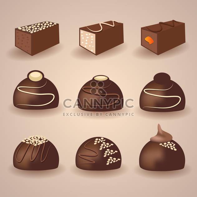 Vector set of chocolate candies on brown background - vector #129824 gratis