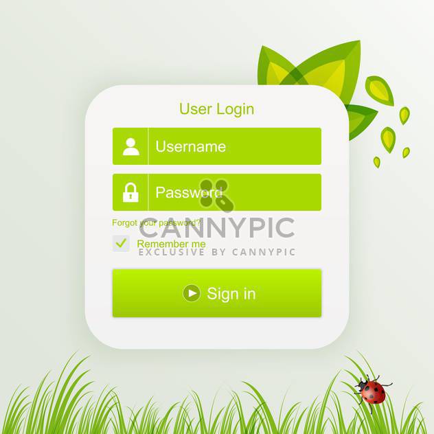 Vector green floral User Login template - бесплатный vector #129884