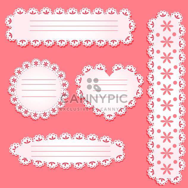 Vector set of paper laces frames on pink background - Free vector #130534