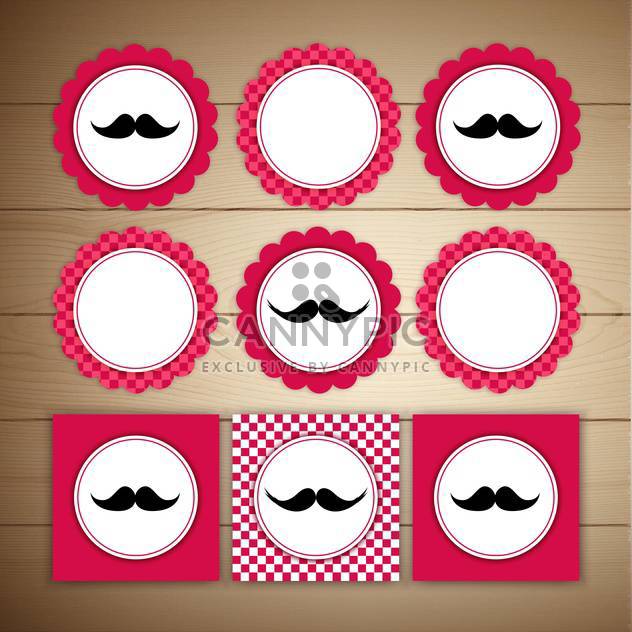 Vector retro mustache vintage fancy labels on brown background - Free vector #130674