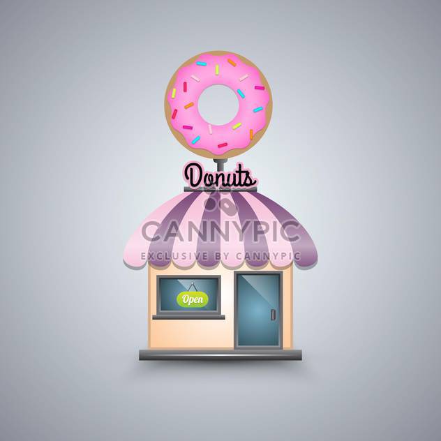 Vector illustration of donut shop on grey background - Free vector #130694