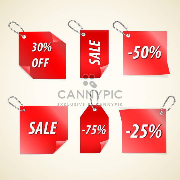 Vector red color sale tags on white background - бесплатный vector #130754