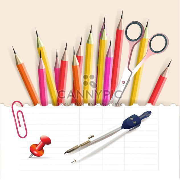 vector illustration of colorful school objects stationery objects - vector gratuit #130784 