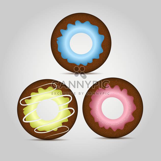 Colorful donuts vector set on grey background - бесплатный vector #131124