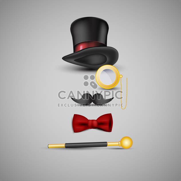 Magician kit: top hat, mustaches, monocle, bow tie and wand - бесплатный vector #131994