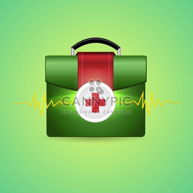 Vector illustration of first aid box on green background - Free vector #132004