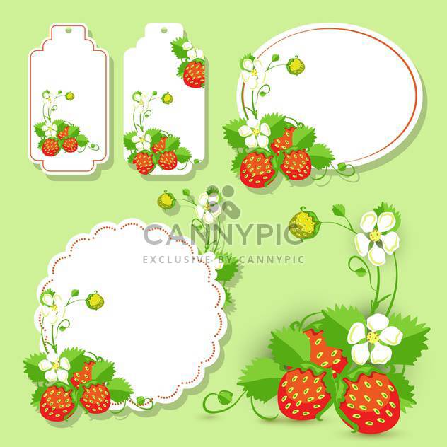 Vector frames with strawberry on green background - Free vector #132144