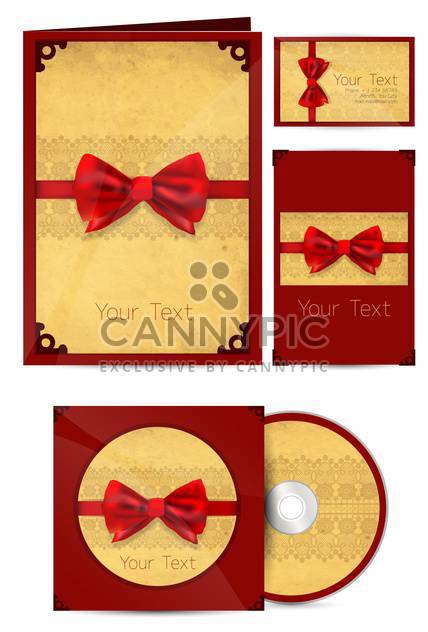 Selected vintage corporate templates with red ribbons , vector Illustration - Free vector #132234