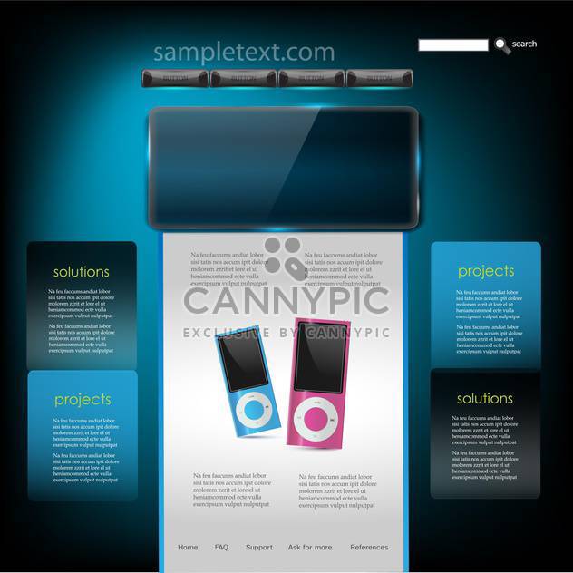 Vector website design template of mp3 players - Free vector #132384