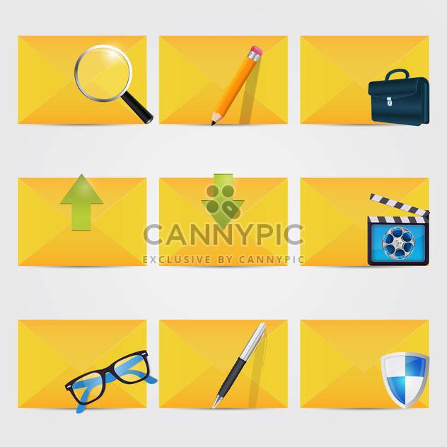 vector correspondence icons with envelopes - vector gratuit #132624 
