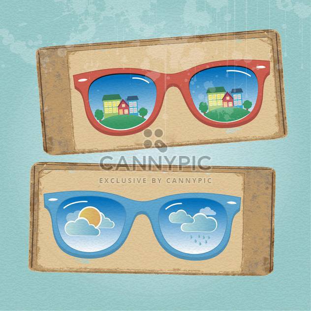 glasses with cityscape and weather reflection - Free vector #133144