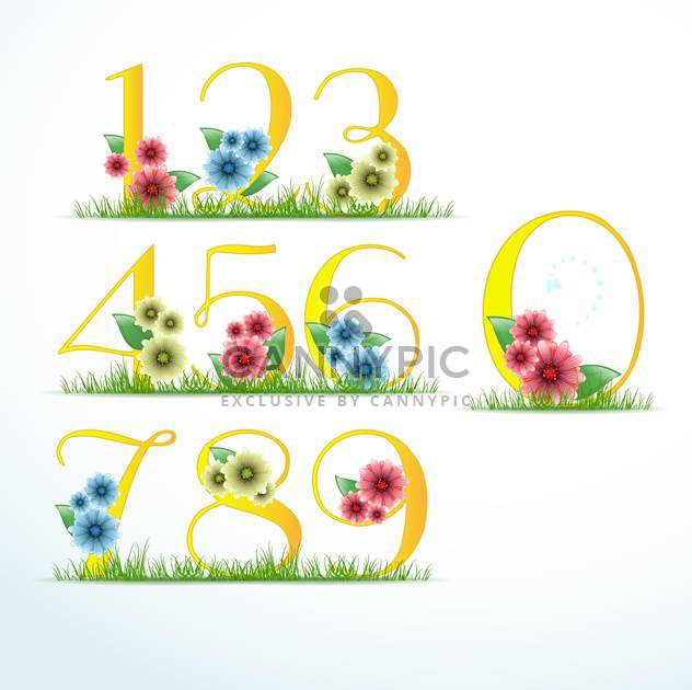 vector numbers in floral style - vector gratuit #133384 
