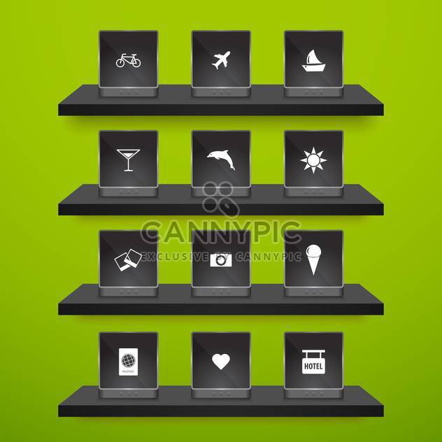 set of travel icons background - vector gratuit #133694 